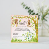Lil Monkey, Girl Baby Shower Einladung (Stehend Vorderseite)