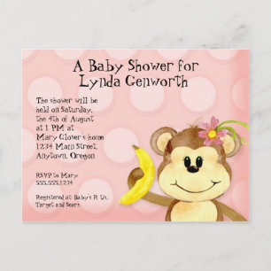 Lil Monkey, Girl Baby Shower Post Card einladen Einladungspostkarte