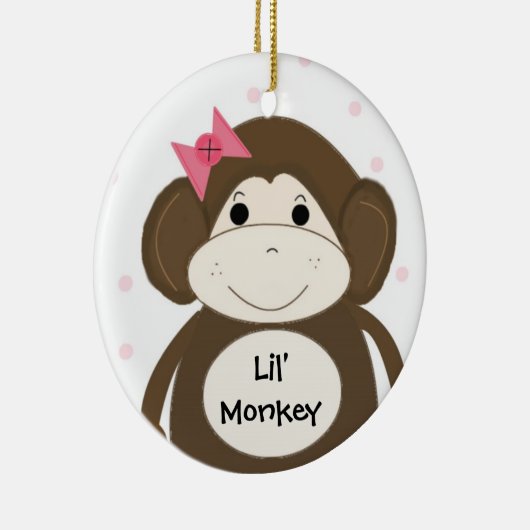 Lil' Monkey mit rosa Haarbusche Keramikornament (Rechts)