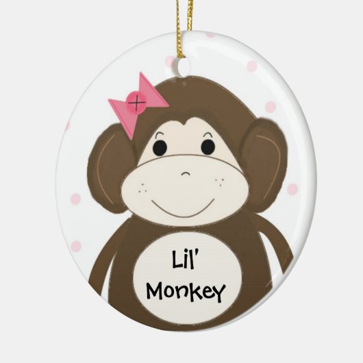 Lil' Monkey mit rosa Haarbusche Keramikornament (Links)