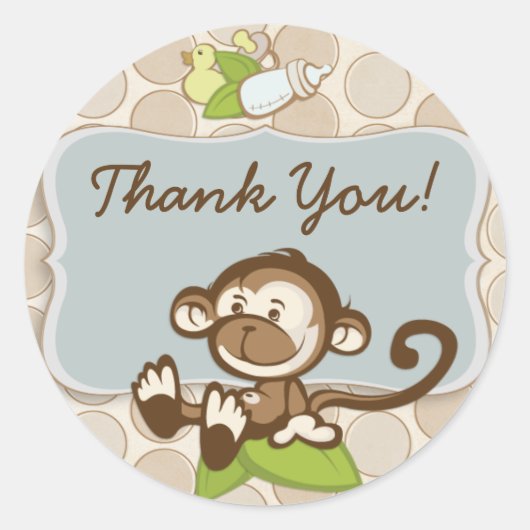 Lil Monkey Vielen Dank, Aufkleber/Label Runder Aufkleber (Vorderseite)