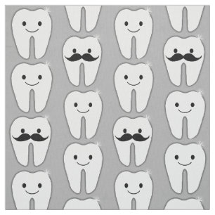 Lil Mustache Tooth auf Grau Stoff