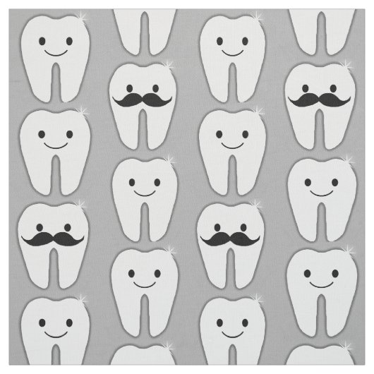 Lil Mustache Tooth auf Grau Stoff (Muster)