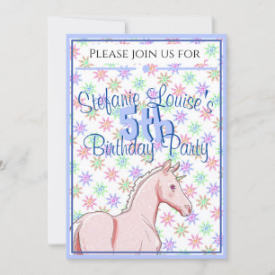 Lil Palomino Unicorn Geburtstag (pink/blau) Einladung