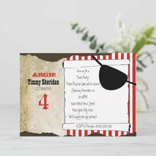 Lil Pirat Einladung (Stehend Vorderseite)