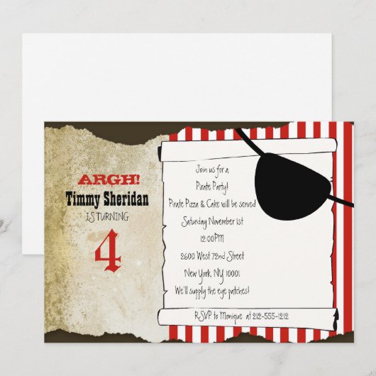 Lil Pirat Einladung (Vorne/Hinten)