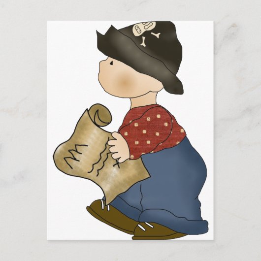 Lil Pirate Boy mit Schatzkarte Postkarte (Vorderseite)
