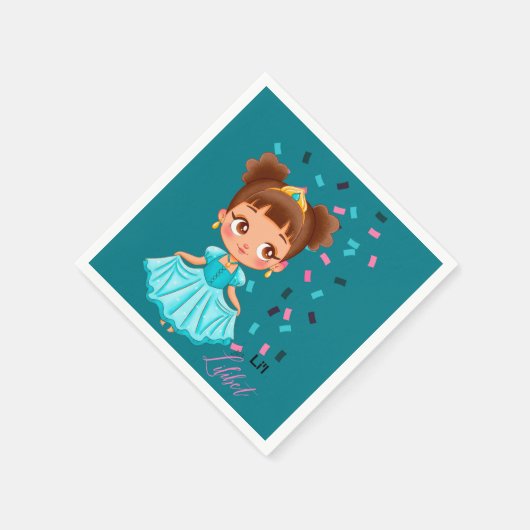 Li'L Princess LILIBET Türkis Hübsches Girly-Gesche Serviette (Ecke)