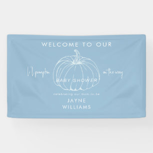 Li'l Pumpkin Blue and White Baby Dusche Willkommen Banner
