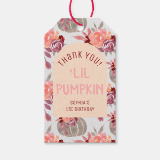 'Lil Pumpkin Floral 1. Geburtstag Party Vielen Dan Geschenkanhänger
