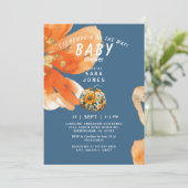 L'il Pumpkin on Way Vibrant Baby Shower Einladung (Stehend Vorderseite)