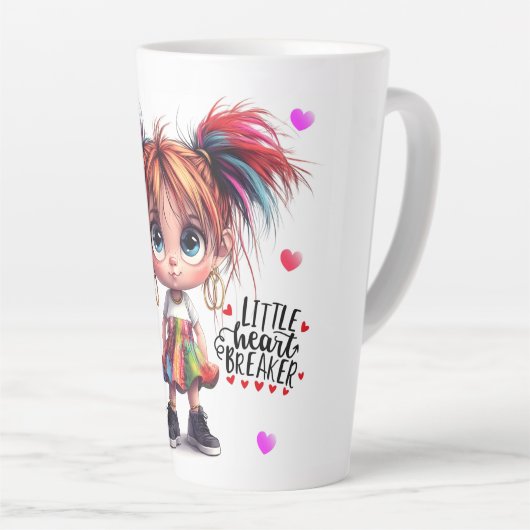 Lil Quirky Girl Heartbreaker Latte Tasse (Rechte Ecke)
