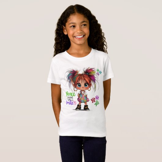 Lil Quirky Girl Smile Kids T - Shirt (Vorne ganz)