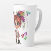 Lil Quirky Girl Smile Latte Tasse (Rechte Ecke)