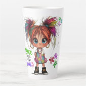 Lil Quirky Girl Smile Latte Tasse (Vorderseite)