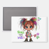 Lil Quirky Girl Smile Magnet (Vorderseite/Rückseite)