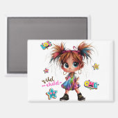 Lil Quirky Girl Wild Child Magnet (Vorderseite/Rückseite)