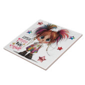 Lil Quirky Girl Zwei große Keramik Tile Fliese (Seite)