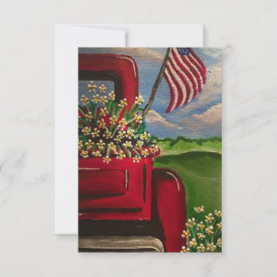 Lil Red Truck Americana Patriotische Mitteilungska Dankeskarte
