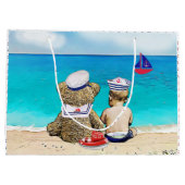 Lil' Sailor Nautical Themed Boy's Baby Shower Große Geschenktüte (Rückseite)