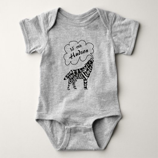 Lil' Schneide deinen Babynamen und Wolf mit Wolf-W Baby Strampler (Vorderseite)