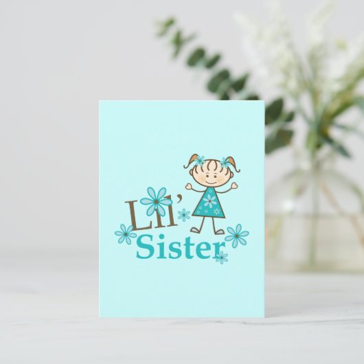 Lil Schwester-Strichmännchen-Mädchen Postkarte (Stehend Vorderseite)