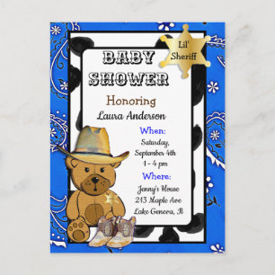 Lil Sheriff Teddy Bär Cowboy Baby Shower Einladung