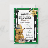 Lil' Sheriff Teddy Bear Cowboy Baby Shower Einladung (Vorderseite)