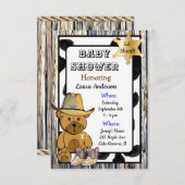 Lil' Sheriff Teddy Bear Cowboy Baby Shower Einladung (Vorne/Hinten)