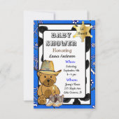 Lil' Sheriff Teddy Bear Cowboy Baby Shower Einladung (Vorderseite)
