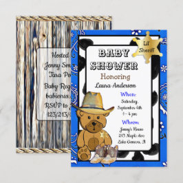 Lil' Sheriff Teddy Bear Cowboy Baby Shower Einladung