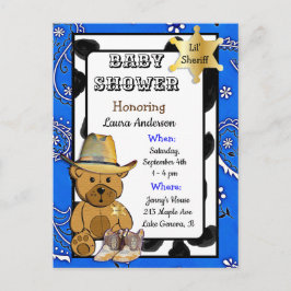 Lil Sheriff Teddy Bear Cowboy Babydusche Einladung
