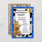 Lil' Sheriff Teddy Bear Cowboy Einladung (Vorne/Hinten)