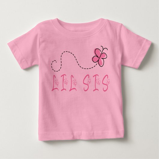 Lil Sis Pink Butterfly Säugling Tee Shirt (Vorderseite)