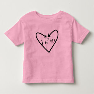 Lil' Sis Sister Kids Script Arrow Heart Boho Kleinkind T-shirt