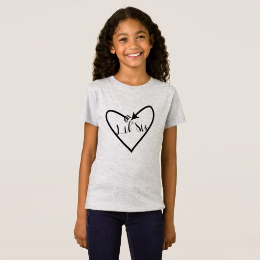 Lil' Sis Sister Kids Script Arrow Heart Boho T-Shirt (Vorne ganz)