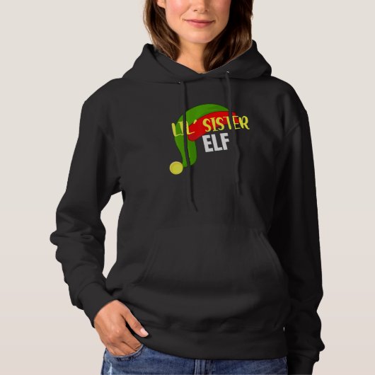 Lil Sister Elf Matching Family Group Christmas Par Hoodie (Vorderseite)