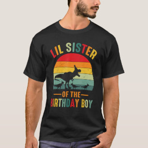Lil Sister of the Birthday Boy Dinosaur Matching V T-Shirt