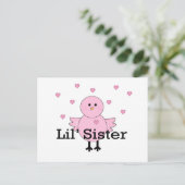 Lil' Sister Pink Chick & Hearts Postkarte (Stehend Vorderseite)