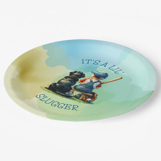 Lil' Slugger | Babydusche Pappteller (Schrägansicht)