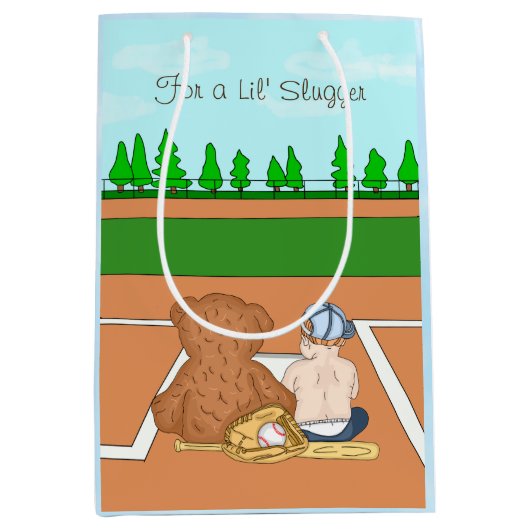 Lil' Slugger Baseball als Kind Mittlere Geschenktüte (Vorderseite)
