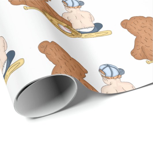 Lil' Slugger Baseball Geschenkpapier (Rolleneckpunkt)