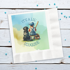 Lil' Slugger mit seinem Hund | Babydusche Serviette