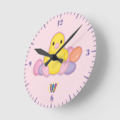 Lil Spring Chick Pattern Runde Wanduhr (Winkel)