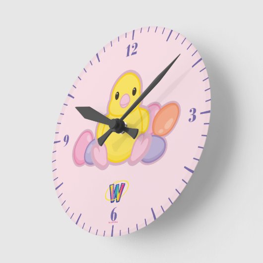 Lil Spring Chick Pattern Runde Wanduhr (Winkel)