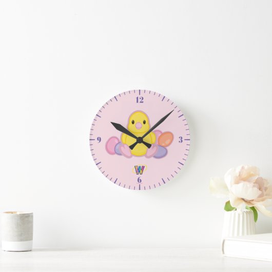 Lil Spring Chick Pattern Runde Wanduhr (Zuhause)