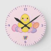 Lil Spring Chick Pattern Runde Wanduhr (Vorderseite)