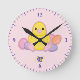 Lil Spring Chick Pattern Runde Wanduhr