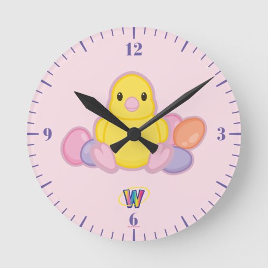 Lil Spring Chick Pattern Runde Wanduhr (Vorderseite)