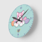 Lil Spring Corgi Muster Runde Wanduhr (Winkel)